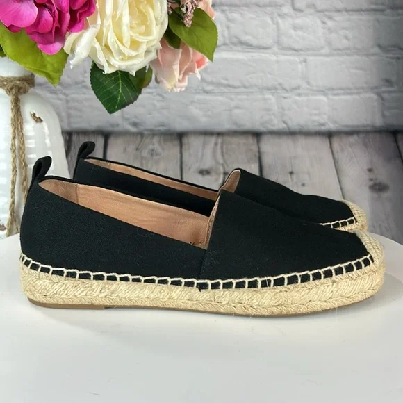 J.CREW Black Canvas Slip On Espadrille Flats - Picture 5 of 17